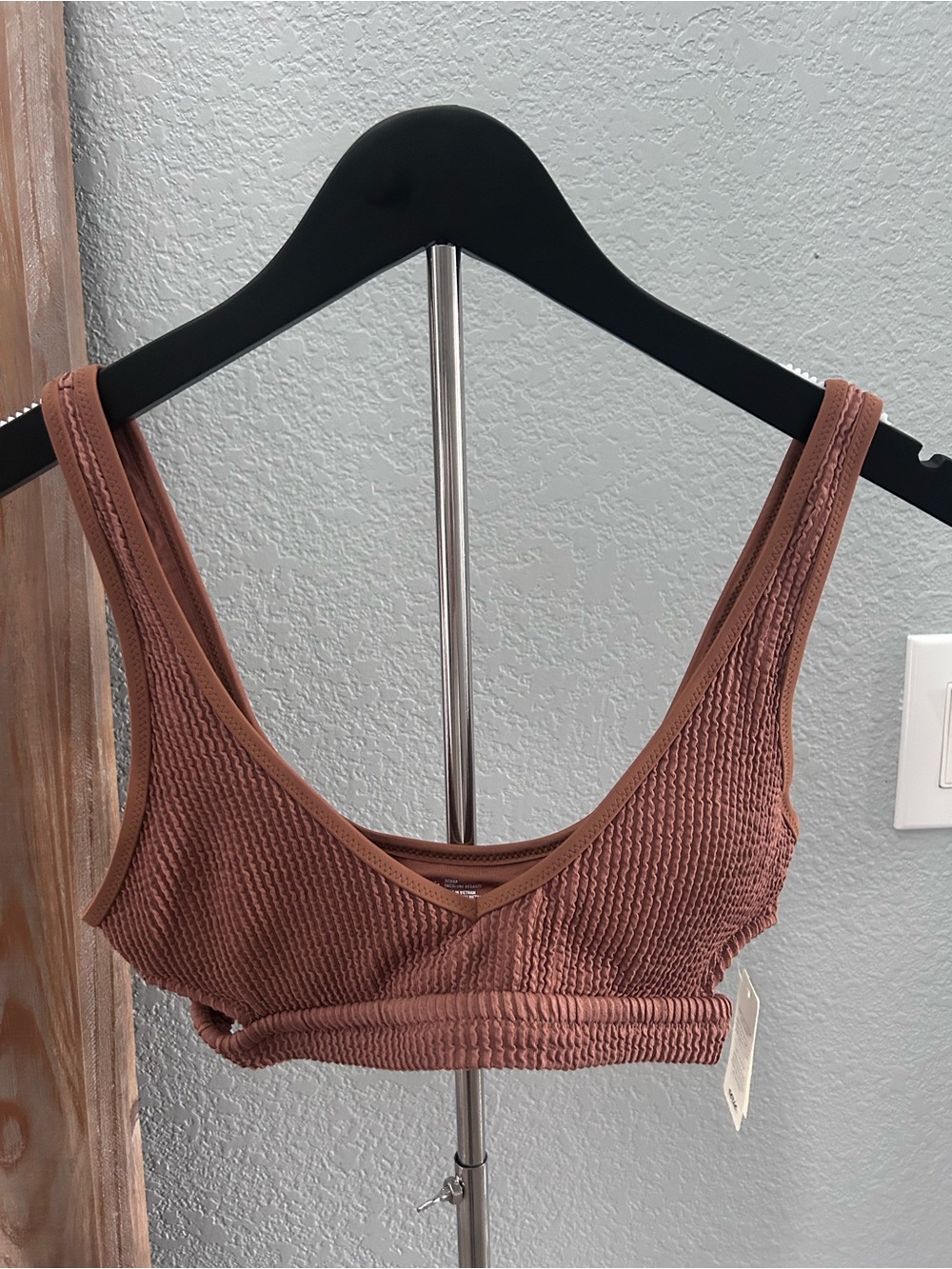 aerie Ribbed Scoop Bralette - Mauve Brown